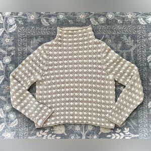 Sleeping on Snow Anthropologie Beige White Textured Turtleneck Sweater Size S